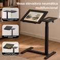 thumbnail image 4 of FOH Escritorio Móvil Laptop Desk, Mesa Portátil Sobremesa Ajustable en Altura con Ruedas, Mecanismo Elevador Sistema Neumático Base en C para Cama, sofá, Mesa Auxiliar Negroid, 4 of 7