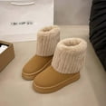 thumbnail image 6 of kakina CMSX Women's Furry Faux Fur Boots,Fuzzy Mid Calf Snow Boots Round Toe Suede Warm Fur Lined Boots Platform Flat Comfortable Outdoor Winter Fashion Boots 7(39), 6 of 9