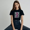 thumbnail image 4 of Colevkie Womens Breast Cancer Awareness T-shirt Tops Pink Ribbon Graphic Tee Crew Neck Short Sleeves(Black-Women,S), 4 of 7