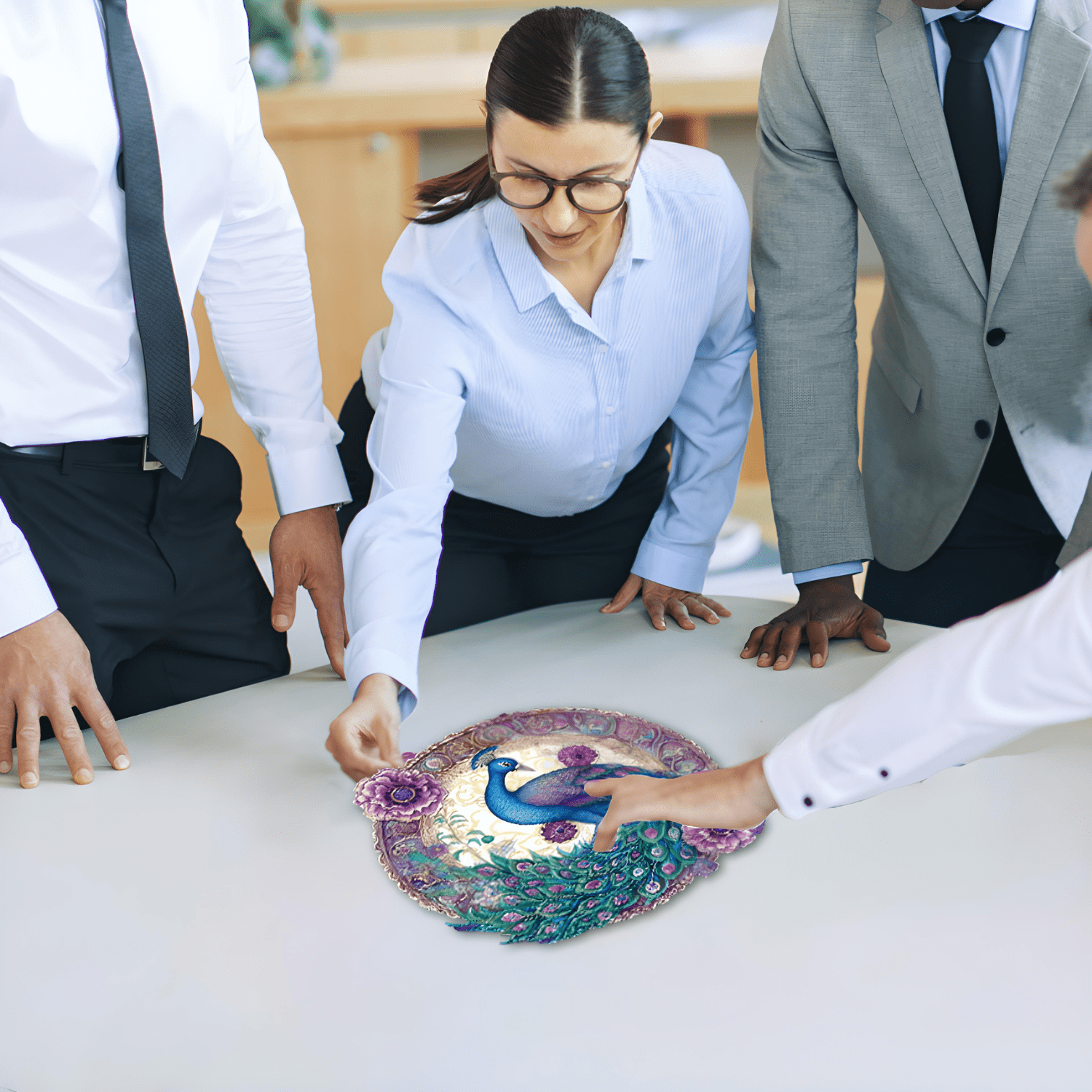 CRAFTHUB Peacock Wooden Puzzle for Adults - Wooden Jigsaw Puzzle for Ages 13+, Size: 10.8"x10.6"
