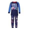 thumbnail image 3 of Pantalones De Camisa De Otoño Conjunto de pijama familiar de 2 piezas con cuello redondo estampado azul para padres e hijos traje diario Ygjytge Niño Azul 3-4T para Niño, 3 of 9