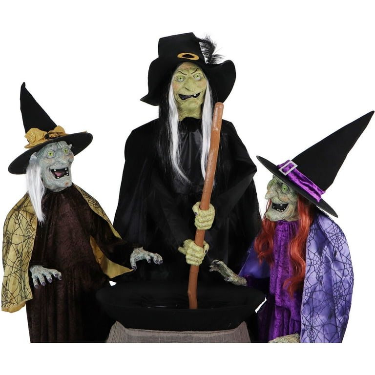 Haunted Hill Farm 5.5 ft Witch Sisters Animatronic, Halloween