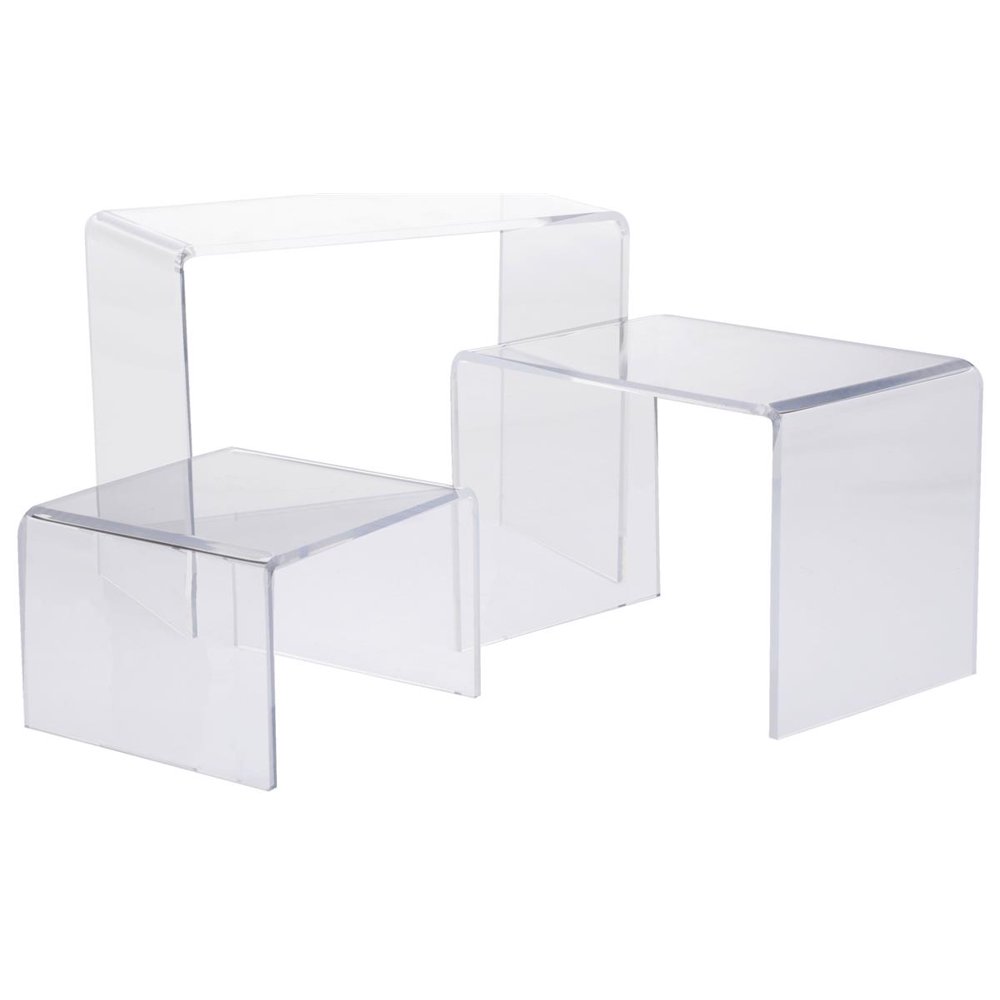 Set of 3 Clear Acrylic Risers for Jewelry, 3 Sizes in Each Set, 1/4