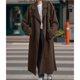 thumbnail image 5 of Abrigo de Invierno de Lana Cruzado para Mujer, Larga, Solapa, Midi, Tipo Gabardina, con Cinturón Marrón Oscuro M, 5 of 10