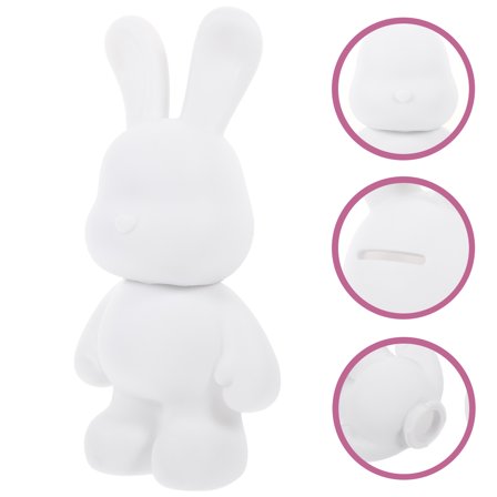 Soimiss 2Pcs White Bunny Bank Kids Money Bank DIY Coloring Indoor Decoration
