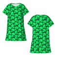 thumbnail image 5 of Salouo Green Broccoli Print Short Sleeve Sleepshirt for Womens Comfy Nightgown Scoopneck Cute Nightdress Ruffle -Medium, 5 of 7