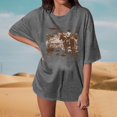 thumbnail image 2 of Bibifish Womens Oversized T-Shirt Vintage Style Comfy Wear Retro Cowboy & UFO Print Detail Tee Lightweight Soft Casual Daily & Leisure T-Shirt, 2 of 4
