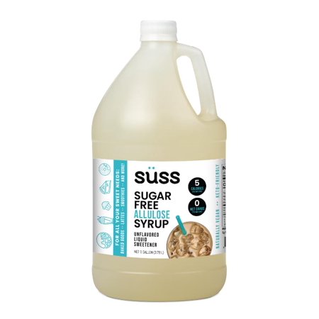 SÜSS Sugar Free Allulose Syrup, 1 Gallon - Low Calorie Sweetener | 1:1 Sugar Substitute | Keto, Paleo, Vegan Friendly | Gluten-Free & Perfect for Baking