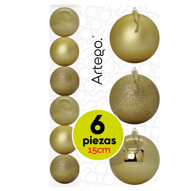 Esferas Navideñas Grandes Gigantes 15cm Set Paquete 6 piezas decoración navidad acabados mate, brillante y cromada Inastillables Christmas balls ornaments