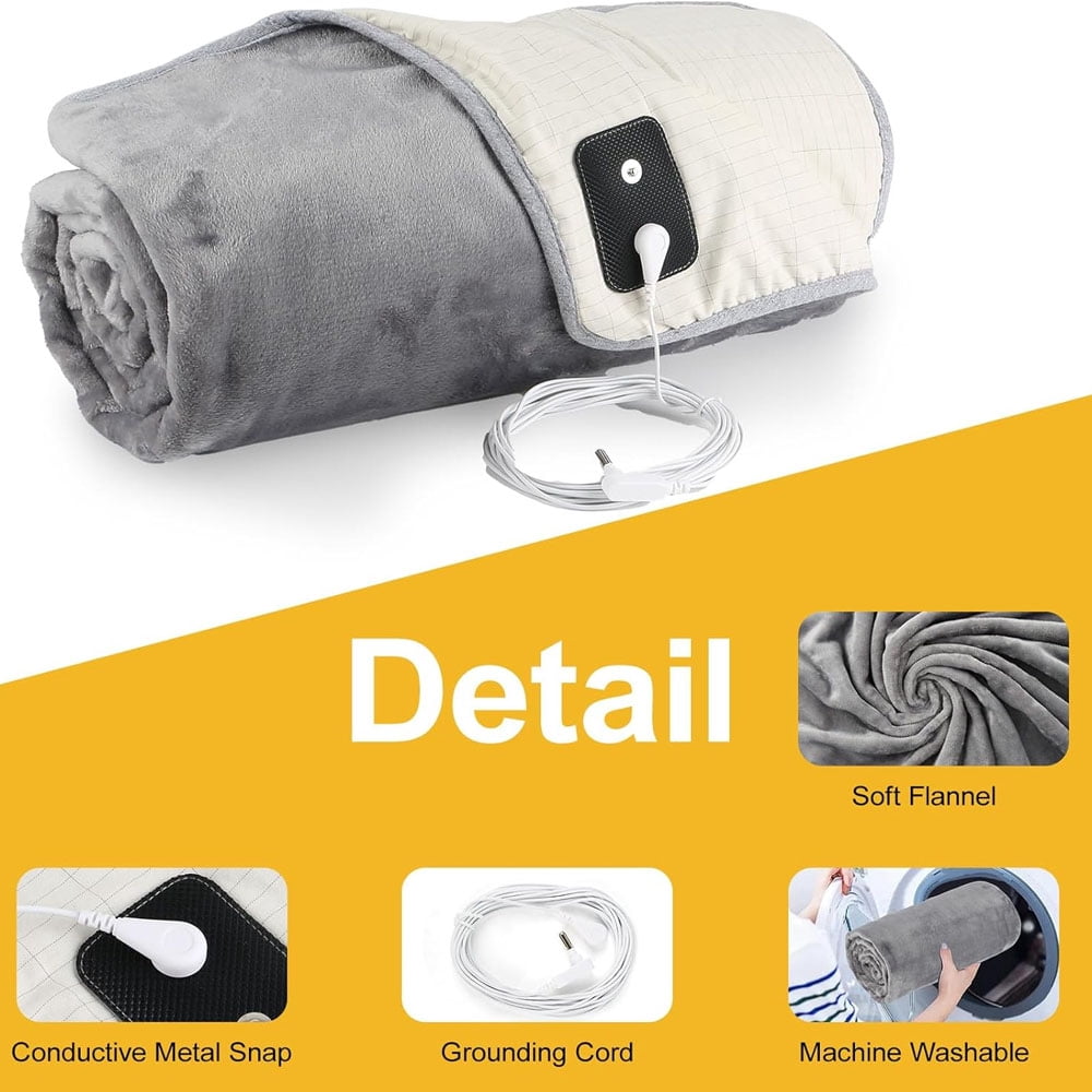 Grounding Blanket for Improving Sleep and Help with Anxiety, Soft Flannel Earthing Blanket Grounding Throw with Silver Fiber Cotton Lining, Earth Grounding Cord Included, Grey, 59 * 81''