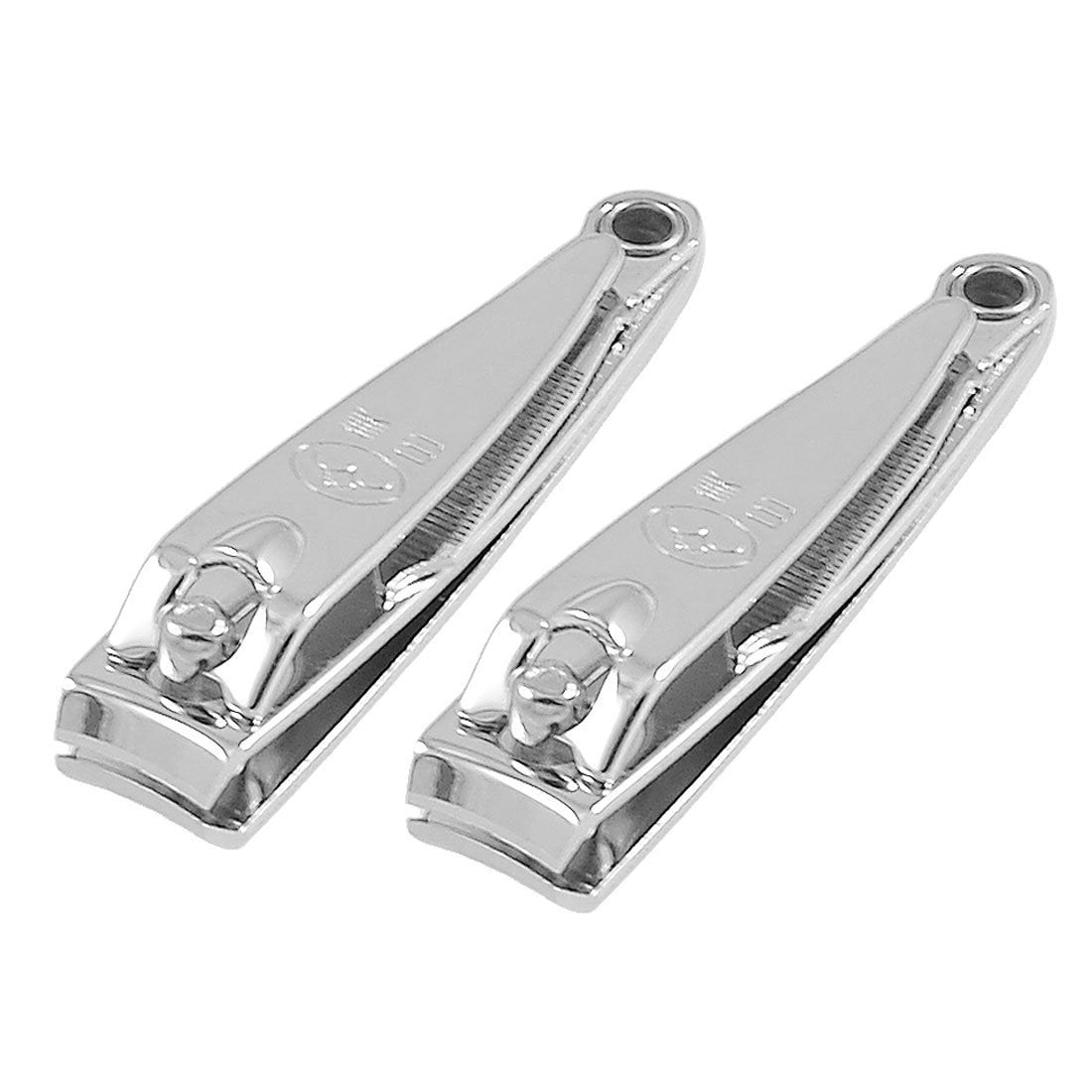 2 Pcs Sharp Metal Fingernail Nail Clippers Cutters Silver Tone 2 Pcs Sharp Metal Fingernail Nail Clippers Cutters Silver Tone Heavy Remover Precise Built Male Slant Pimple Eyebrow Wire Curved