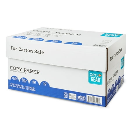 Pen+Gear Copy Paper, 8.5 x 11, 92 Bright, 20 lb, 10 Reams, 5000