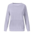 thumbnail image 4 of Royisotas Plain Womens Sweatshirts Tunic Long Sleeve Fall Pullover Casual Purple with Kangaroo Pocket Crewneck No Hood Tops, 4 of 4