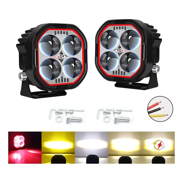 Faros De Auxiliares Luz 5modos Led 80w Para Auto Moto 2pcs