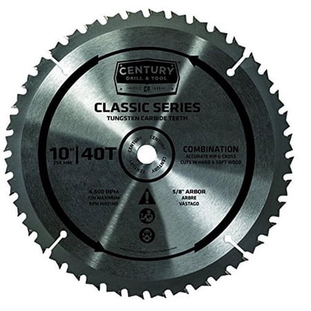 UPC: 0081838099343 | Century Drill & Tool 9934 Circular Saw Blade – 10 in. x 40T Fast Combo