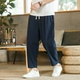 thumbnail image 2 of 2023 Summer Men's Trousers Cotton Linen Fashion Casual Pants Solid Color Breathable Loose Shorts Straight Pants Streetwear M-5XL, 2 of 6