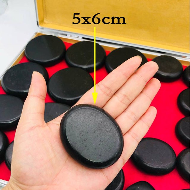 16 Pcs Hot Stone Kit Flat Smooth Warming Massaging Rocks Set for Stimulating Blood Circulation Harmonizes Body Energy Relaxation
