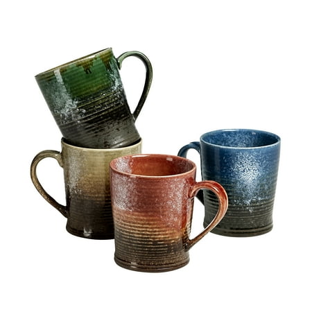 overandback Stoneware Rustic Farmhouse mugs, set of 4 ...
