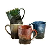 Woven Paths Stoneware Rustic Farmhouse Mugs, Assorted, Set of 4