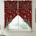thumbnail image 2 of Christmas Tree Swag Valances for Windows, Kitchen Curtains 36 Inch Length 2 Panels Set, Winter Xmas Ball Snowy Red Black Plaid Short Curtains for Small Windows Rod Pocket Cafe Curtains Drapes 28"x36", 2 of 8
