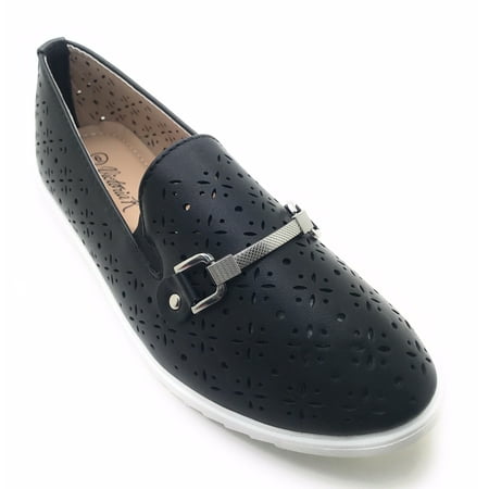 Victoria K Laser Cut Detail With Buckle Slip Ons (Women)
