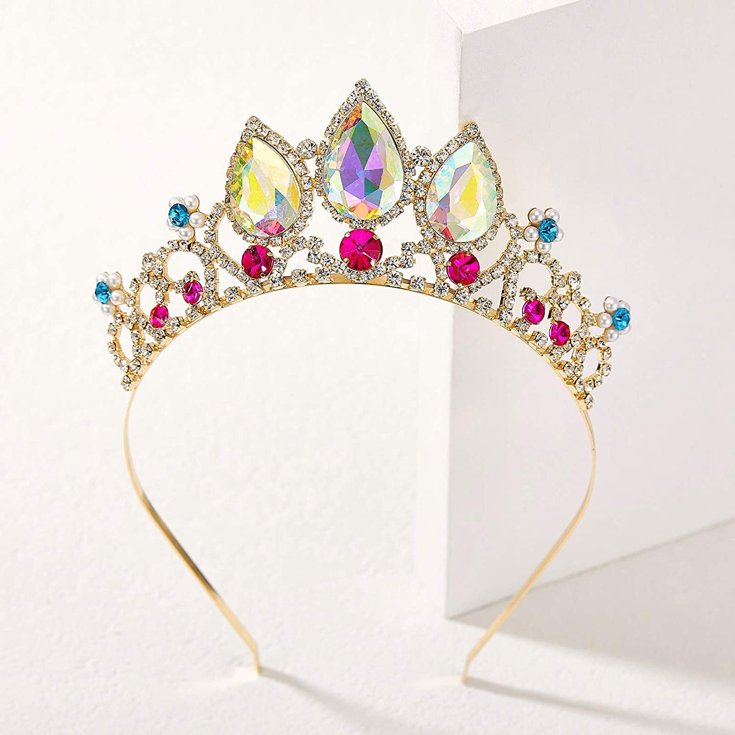 Stunning Hair Tiara Girl Crown Clear Crystal Wedding Prom Costumes Party Jewelry 