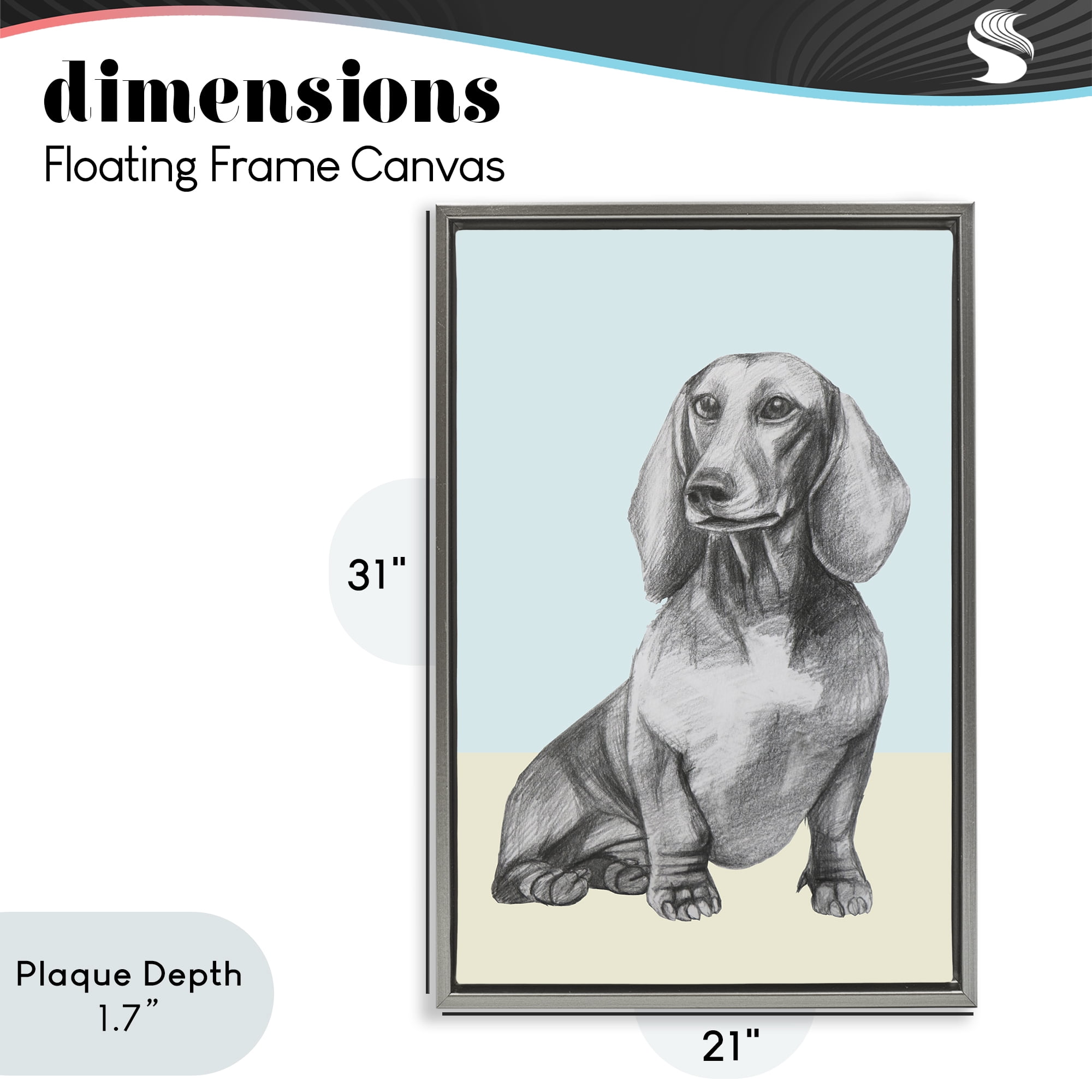 Stupell Industries Sitting Dachshund Sketch Gray Framed Floater Canvas Wall Art, design by Violeta Vollmer