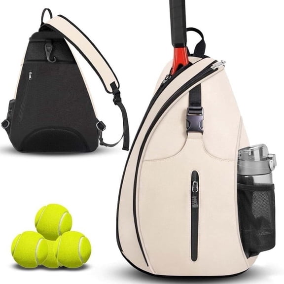 Tennis Bag, Badminton Racket Backpack, Multi-Pocket Pickleball Bag with Water Bottle Holder, Sports Gym Bag for Tennis, Badminton, Pickleball Training Outdoor Sport Sling Bag