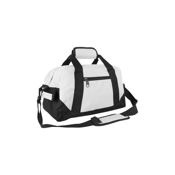 DALIX 14" Small Duffel Bag Gym Duffle Two Tone in White with Shoulder