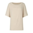 thumbnail image 5 of Bjutir Women Shirts Summer Off Shoulder Shirts Casual Loose Short Sleeve Tunics Tops Beige Xl, 5 of 5