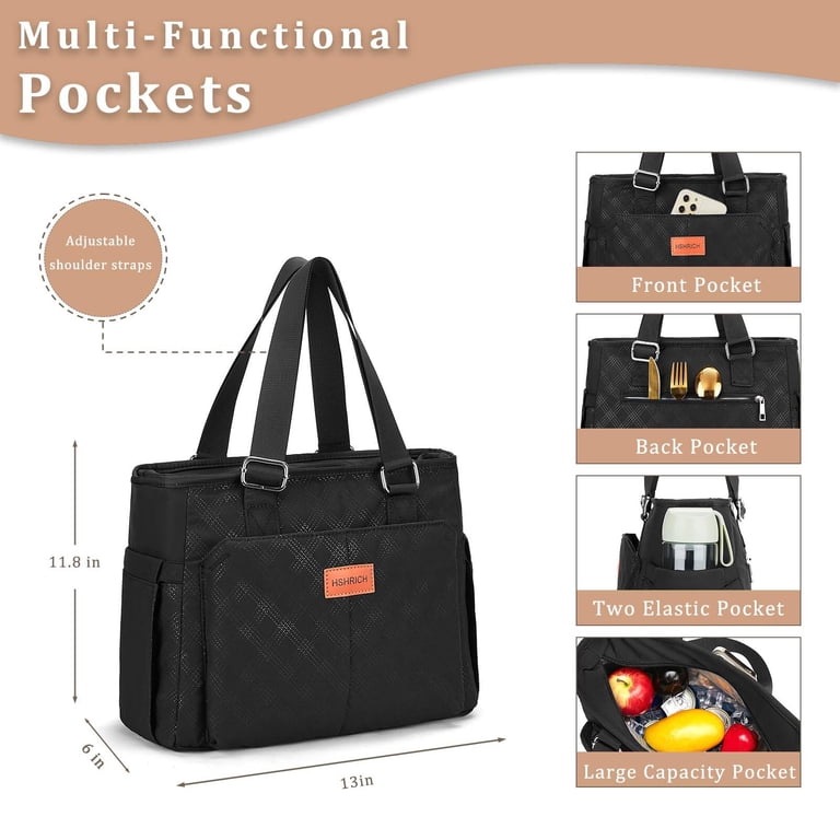 Holuxer Large Lunch Bag for Women, 14L Black photo 2