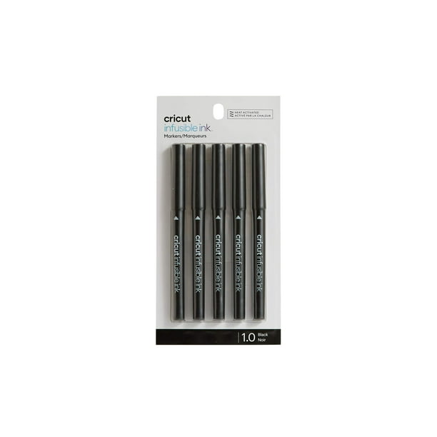 Marcadores Cricut Infusible Ink Black de punto medio (1.0), 5 unidades