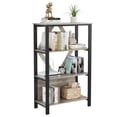 thumbnail image 1 of 4 Tier Bookshelf with LED Lights, Bookcase with Open Display Shelves, Wood and Metal Standing Bookshelf with Storage Rack for Living Room Bedroom Home Office, 1 of 8
