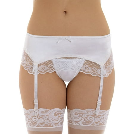 Satin Garter Belt Lace Trim 3 Color choices Black White or Red