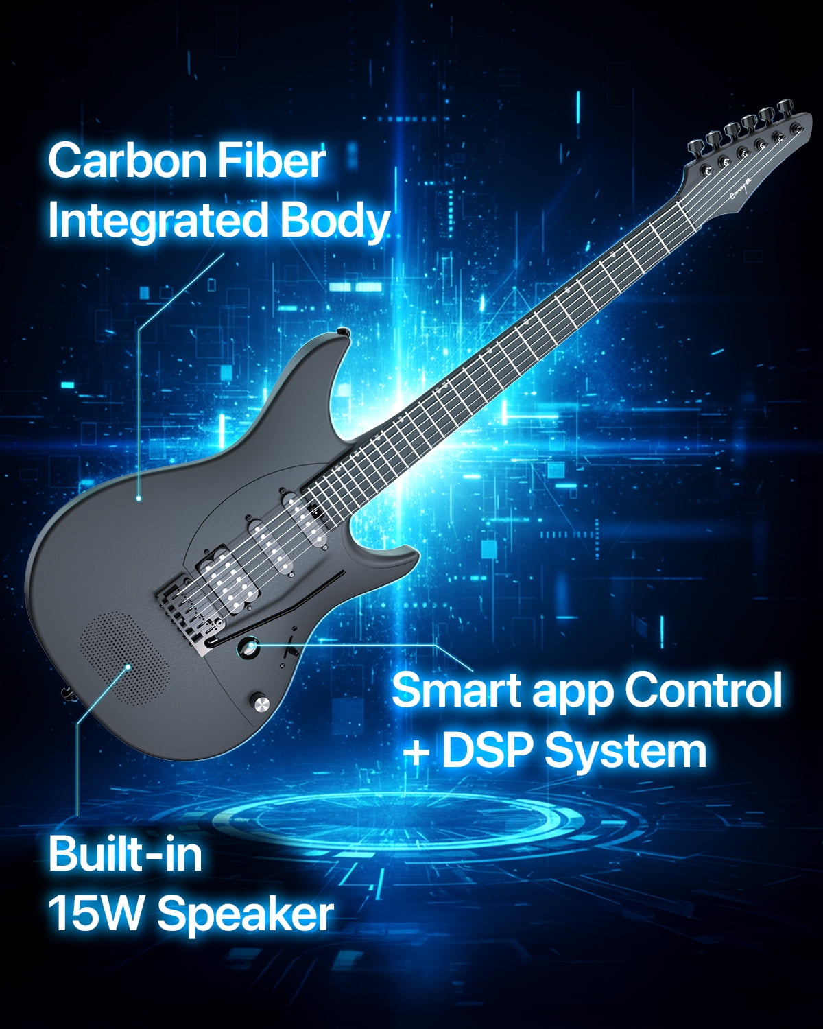 Enya Music Electric Guitar Inspire Smart Carbon Fiber 39"