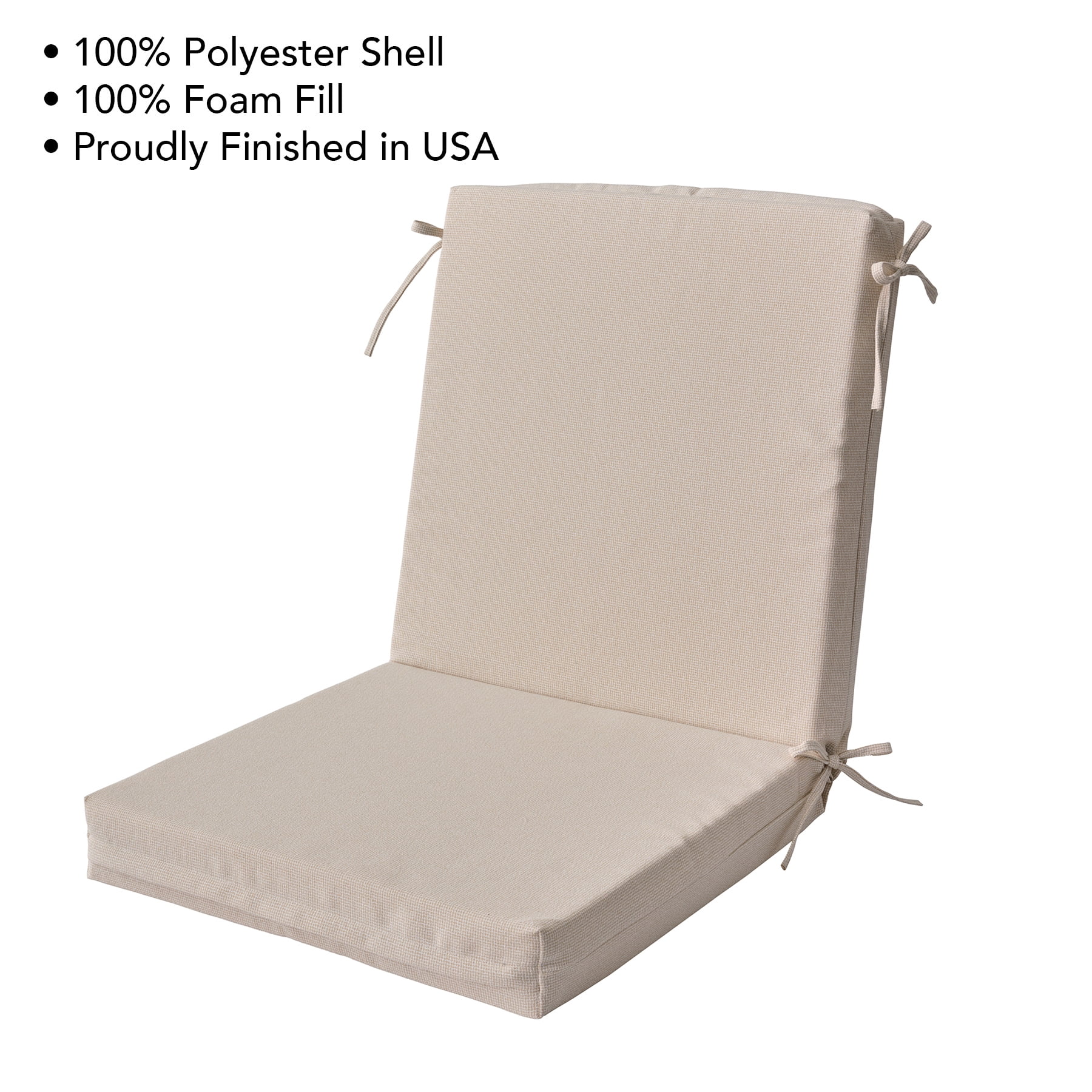Better Homes & Gardens 44" x 20" Outdoor Chair Seat Cushion, 1-Piece, Beige