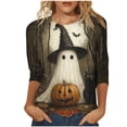 thumbnail image 2 of Neewe Fashion Print 3/4 Sleeve Shirts for Women Casual Fall Fashion Crewneck Tunic Tops Work Outfit Blouse, 2 of 5