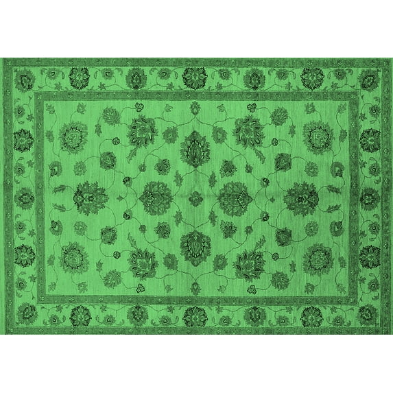 Ahgly Company Indoor Rectangle Oriental Emerald Green Industrial Area Rugs, 2' x 5'