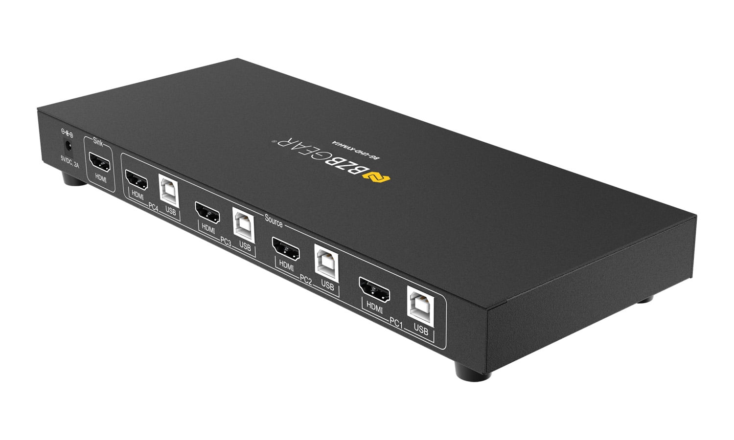 BZBGEAR 4x1 4K UHD KVM Switcher with USB 2.0 Ports for Peripherals and Audio Support