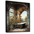 thumbnail image 2 of Designart "Vintage Tile Bathroom IV" Floral Floater Framed Canvas Print, 2 of 7