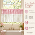 thumbnail image 3 of Plaid Lace Cafe Curtain, Light Filtering Rod Pocket Tier Curtain with Plaid, Small Window Treatment for Privacy, for Farmhouse Kitchen, Laundry Area and Small, Pink, 9.84 x 8.66 x 1.18 in, 1 Piece, 3 of 10