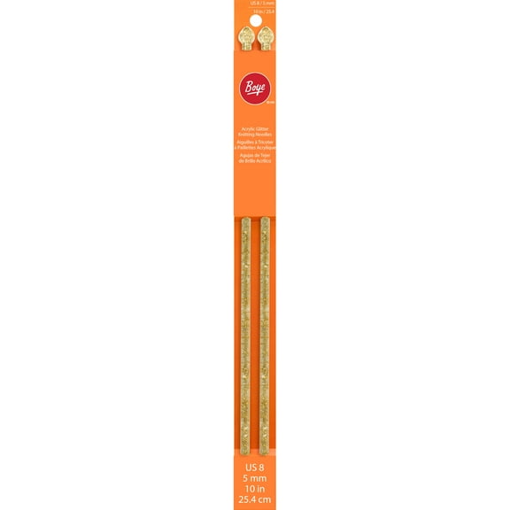 Simplicity Boye 10.25 in Acrylic Glitter Knitting Needles, Size 8, Gold