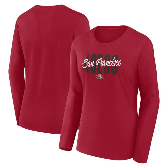 Women's Logo Athletic Scarlet San Francisco 49ers Grip Long Sleeve T-Shirt