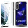 thumbnail image 1 of Shockproof Bumper Phone Case for Samsung Galaxy S22+ / S22 Plus 5G, with Tempered Glass Screen Protector, by OneToughShield ® - Zodiac / Capricorn, 1 of 4