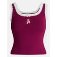 thumbnail image 5 of No Boundaries Cotton Blend Jersey Sleep Lace Tank Top, Women’s XXS-3X, 5 of 6