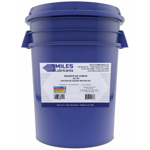 Milesyn SB 10W40 Synthetic Blend Passenger Car Motor Oil 5 Gallon Pail