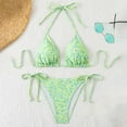 thumbnail image 2 of vigerkar Bikini Sets for Women Halter Floral Print Swimsuit Tie Side 2 Pieces Bathing Suit (Light Green, S), 2 of 9