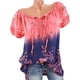 thumbnail image 3 of Blusa Camisa estampada de manga corta con cuello en V Blusa suelta Mujer Top de verano, Rojo claro, XXL Methold AP001925-45, 3 of 7