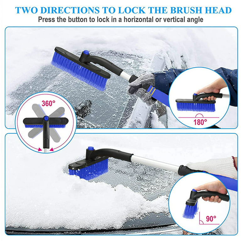 Rantizon Ice Scrapers for Car Windshield, 43'' Three Stage Extendable  Aluminum Alloy Car Snow Scraper and Brush, 180° Pivoting Snow Brush and Ice