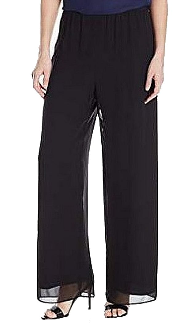 Alex Evenings - Deep Black Womens Plus Pull-On Chiffon Pants $89 2X ...